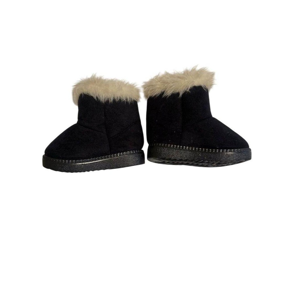 Infant size 4 black boot white faux fur - Picture 2 of 7